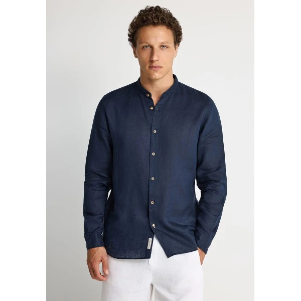 Funky Buddha The Essentials Linen Πουκάμισο Μακρυμάνικο Ανδρικό (FBM013-003-05-NAVY)
