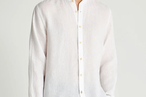 Funky Buddha The Essentials Linen Πουκάμισο Μακρυμάνικο Ανδρικό (FBM013-003-05-WHITE)