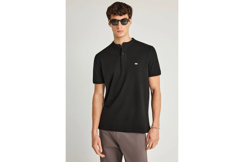Funky Buddha Ανδρική Κοντομάνικη Μπλούζα Polo Μαύρη
