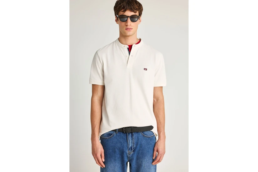 Funky Buddha Ανδρική Κοντομάνικη Μπλούζα Polo Εκρού