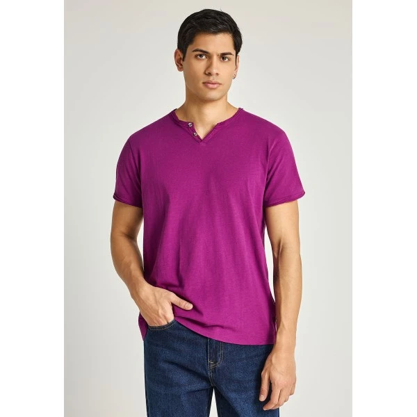 Funky Buddha The Essentials V-Neck T-Shirt Ανδρικό (FBM013-004-04-GRAPE-JUICE)