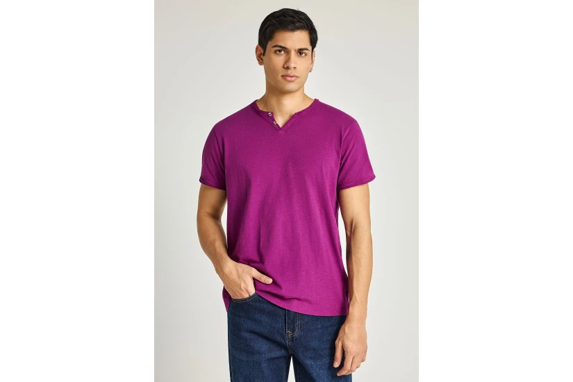Funky Buddha The Essentials Ανδρικό Κοντομάνικο T-Shirt Ματζέντα