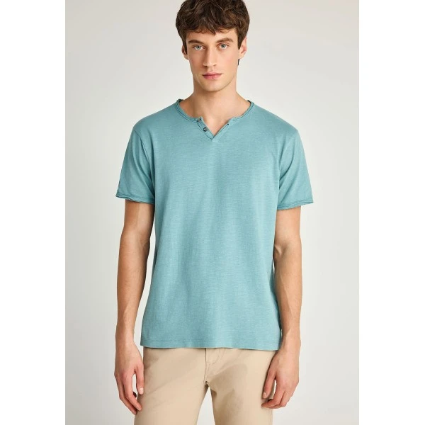 Funky Buddha The Essentials V-Neck T-Shirt Ανδρικό (FBM013-004-04-MINERAL-BLUE)
