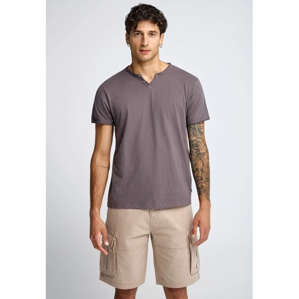 Funky Buddha The Essentials V-Neck T-Shirt Ανδρικό (FBM013-004-04-MOON-MIST)