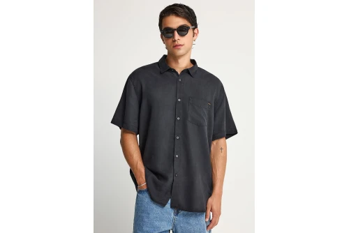 Funky Buddha Basic Lyocell Πουκάμισο Κοντομάνικο Ανδρικό (FBM013-005-05-BLACK)