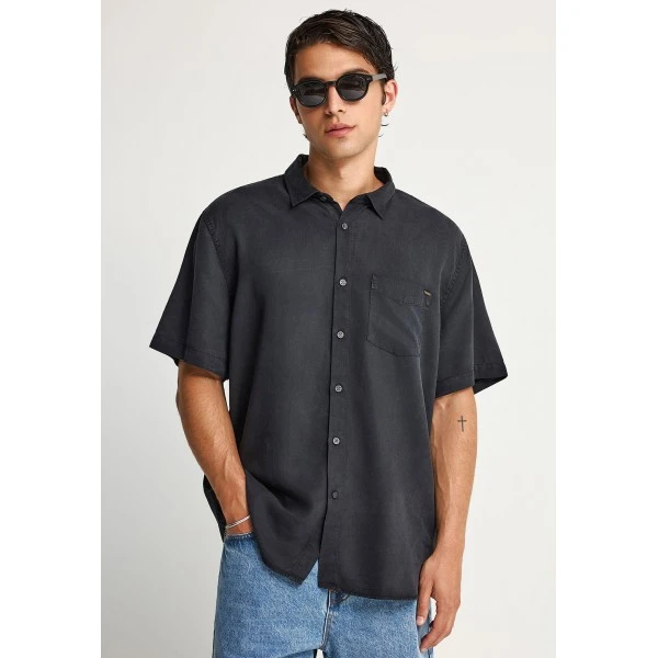 Funky Buddha Basic Lyocell Πουκάμισο Κοντομάνικο Ανδρικό (FBM013-005-05-BLACK)