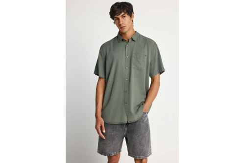 Funky Buddha Basic Lyocell Πουκάμισο Κοντομάνικο Ανδρικό (FBM013-005-05-DEEP-FOREST)