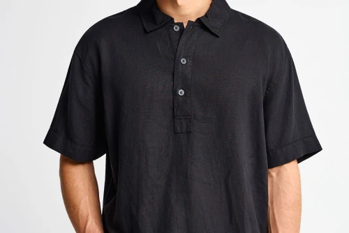 Funky Buddha Lyocell Oversized Polo Ανδρικό (FBM013-005-11-BLACK)