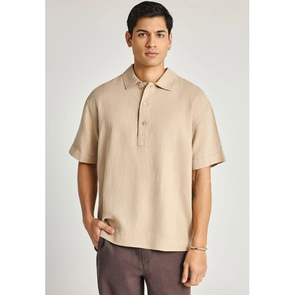 Funky Buddha Lyocell Oversized Polo Ανδρικό (FBM013-005-11-GREIGE)