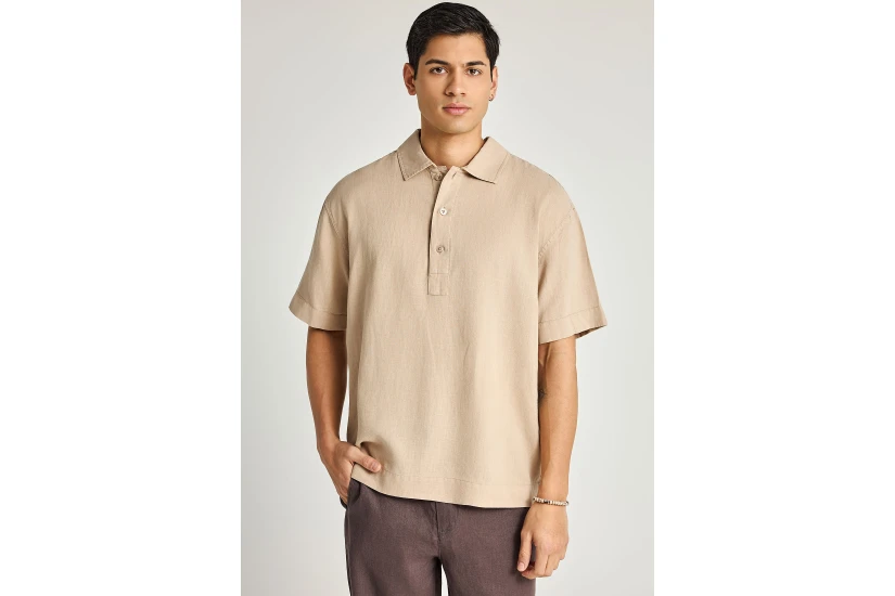 Funky Buddha Ανδρικό Κοντομάνικο Polo T-Shirt Μπεζ