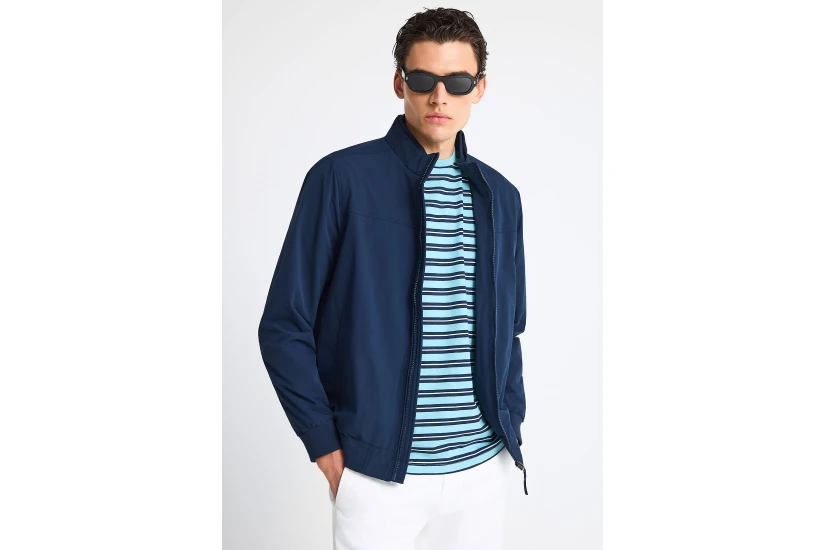 Funky Buddha Ανδρικό Μπουφάν Bomber Μπλε Σκούρο