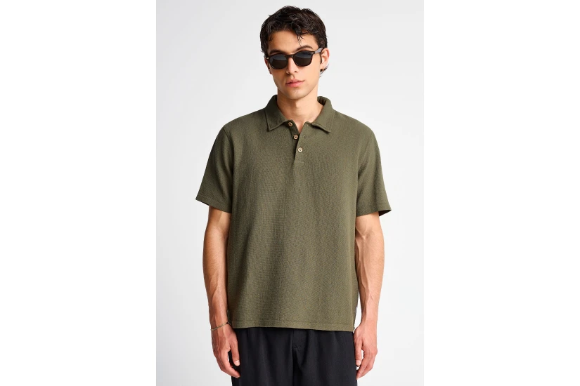Funky Buddha Ανδρική Κοντομάνικη Μπλούζα Polo Χακί