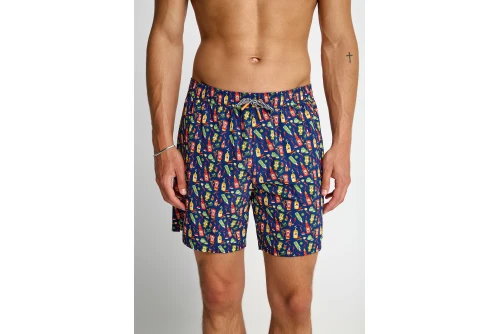 Funky Buddha Print Μαγιό Σορτς Ανδρικό (FBM013-008-16-TWILIGHT-BLUE)