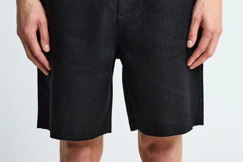 Funky Buddha Linen Βερμούδα Chino Ανδρική (FBM013-009-03-BLACK)