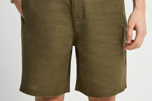 Funky Buddha Linen Βερμούδα Chino Ανδρική (FBM013-009-03-KHAKI)