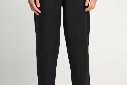 Funky Buddha Linen Παντελόνι Chino Ανδρικό (FBM013-011-02-BLACK)