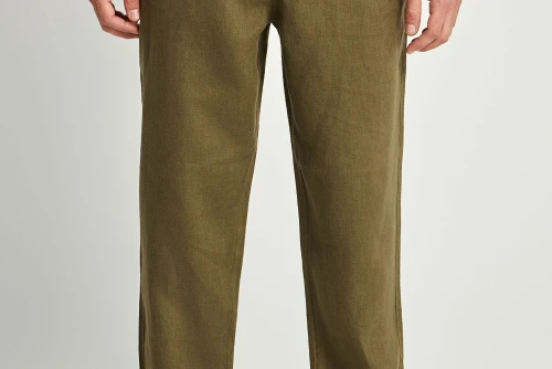 Funky Buddha Linen Παντελόνι Chino Ανδρικό (FBM013-011-02-KHAKI)