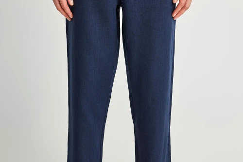Funky Buddha Linen Παντελόνι Chino Ανδρικό (FBM013-011-02-NAVY)