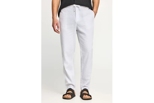 Funky Buddha Linen Παντελόνι Chino Ανδρικό (FBM013-011-02-WHITE)