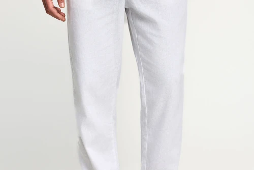 Funky Buddha Linen Παντελόνι Chino Ανδρικό (FBM013-011-02-WHITE)