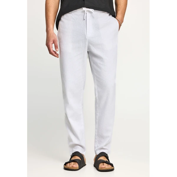 Funky Buddha Linen Παντελόνι Chino Ανδρικό (FBM013-011-02-WHITE)