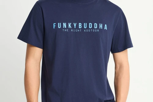 Funky Buddha Print T-Shirt Ανδρικό (FBM013-011-04-NAVY)