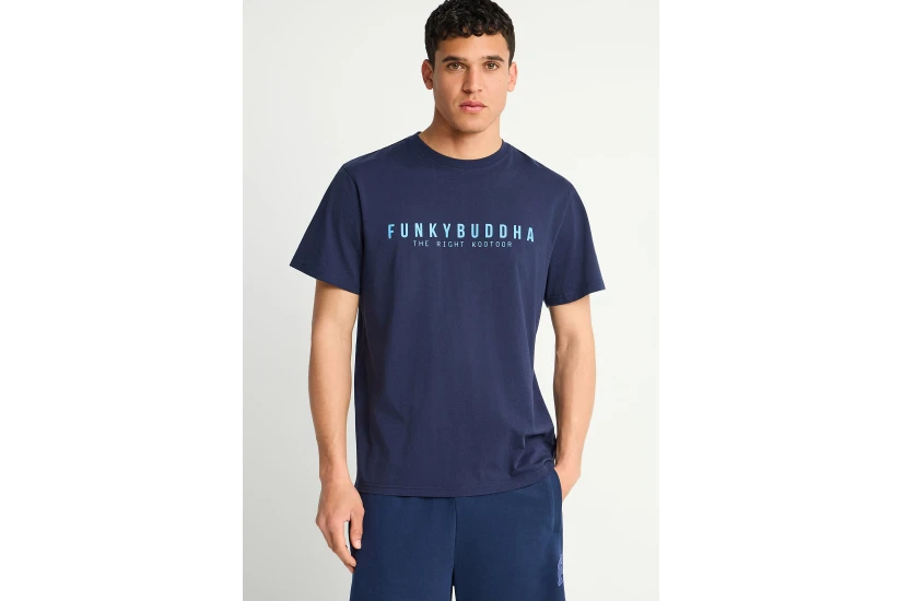 Funky Buddha Ανδρικό Κοντομάνικο T-Shirt Μπλε Σκούρο