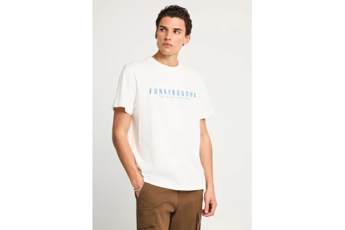 Funky Buddha Print T-Shirt Ανδρικό (FBM013-011-04-OFF-WHITE)