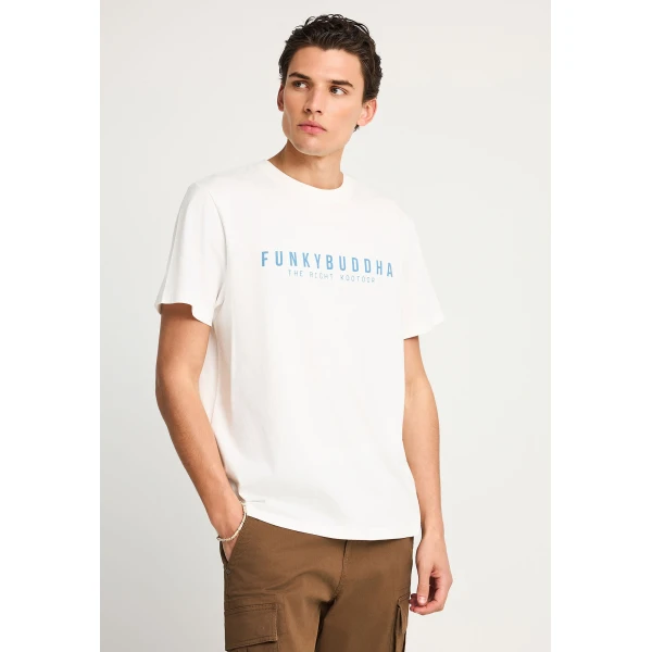Funky Buddha Print T-Shirt Ανδρικό (FBM013-011-04-OFF-WHITE)