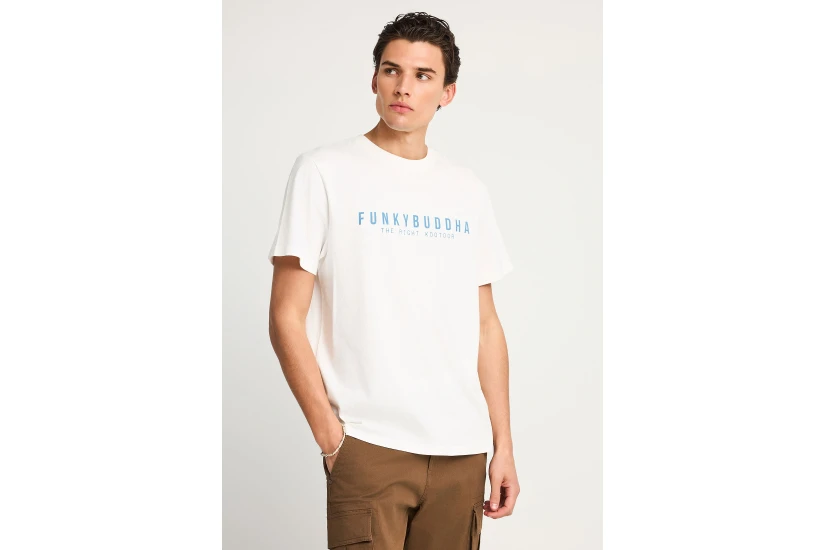 Funky Buddha Ανδρικό Κοντομάνικο T-Shirt Εκρού