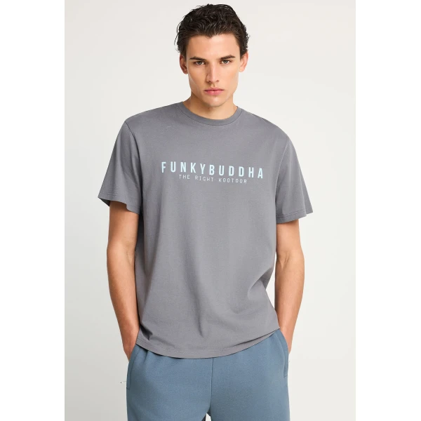 Funky Buddha Print T-Shirt Ανδρικό (FBM013-011-04-STEEL-GREY)