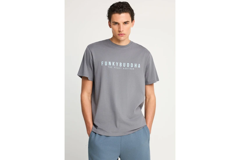 Funky Buddha Ανδρικό Κοντομάνικο T-Shirt Γκρι