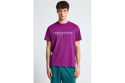 Funky Buddha Print T-Shirt Ανδρικό (FBM013-011-04-WOOD-VIOLET)