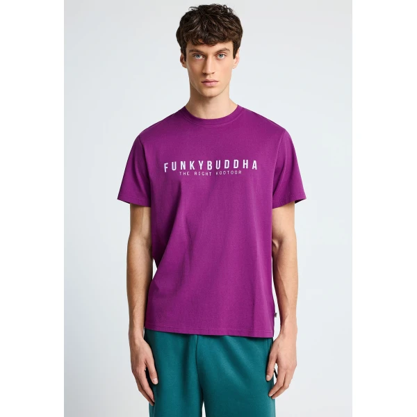 Funky Buddha Print T-Shirt Ανδρικό (FBM013-011-04-WOOD-VIOLET)