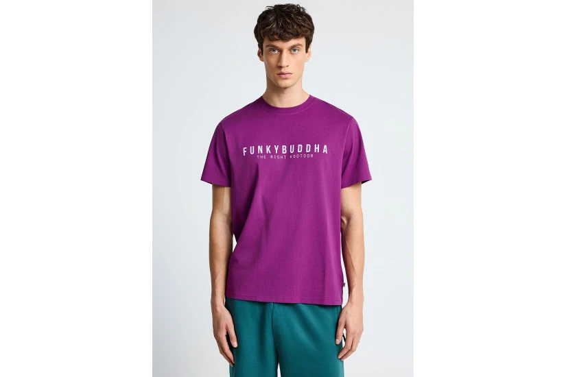 Funky Buddha Ανδρικό Κοντομάνικο T-Shirt Βιολετί