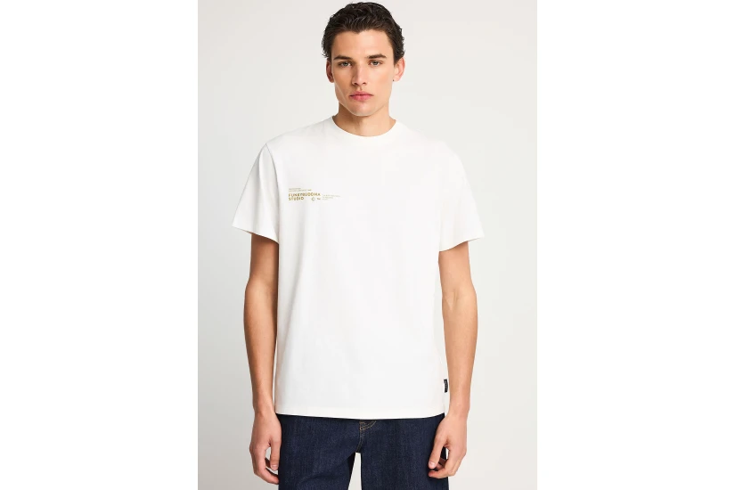 Funky Buddha Ανδρικό Κοντομάνικο T-Shirt Εκρού