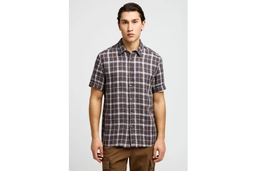 Funky Buddha Relaxed Plaid Πουκάμισο Κοντομάνικο Ανδρικό (FBM013-013-05-MOON-MIST)