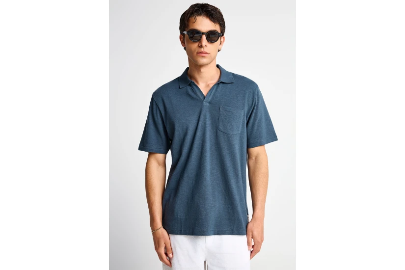 Funky Buddha The Basics Ανδρικό Κοντομάνικο Polo T-Shirt Γκρι Σκούρο