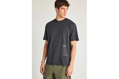 Funky Buddha Print On The Back Relaxed T-Shirt Ανδρικό (FBM013-014-04-ANTHRACITE)