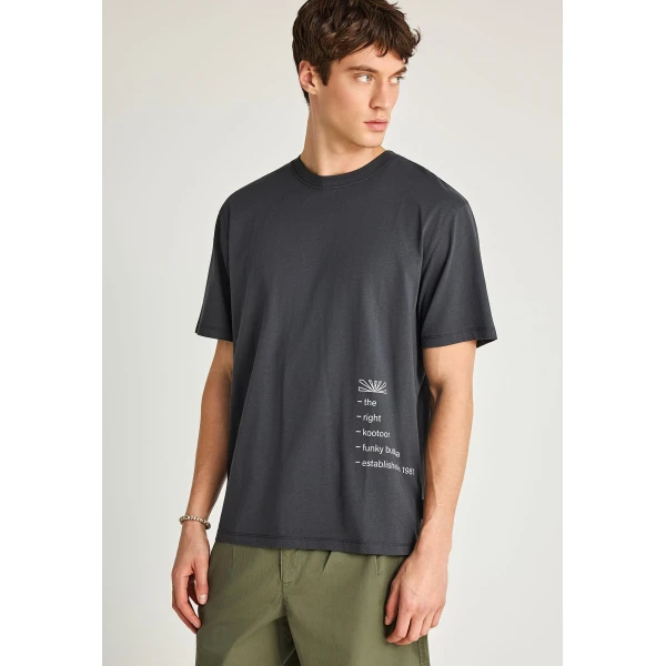 Funky Buddha Print On The Back Relaxed T-Shirt Ανδρικό (FBM013-014-04-ANTHRACITE)