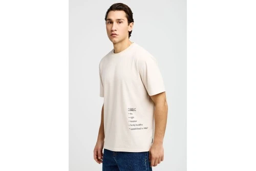 Funky Buddha Print On The Back Relaxed T-Shirt Ανδρικό (FBM013-014-04-CLOUD-CREAM)