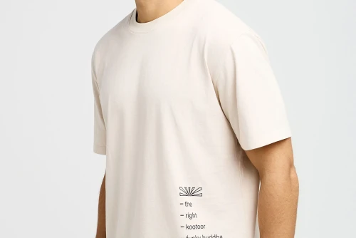 Funky Buddha Print On The Back Relaxed T-Shirt Ανδρικό (FBM013-014-04-CLOUD-CREAM)