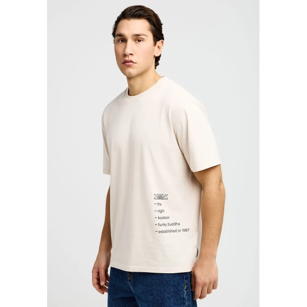 Funky Buddha Print On The Back Relaxed T-Shirt Ανδρικό (FBM013-014-04-CLOUD-CREAM)
