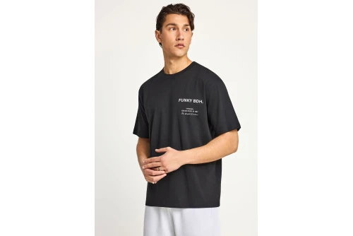 Funky Buddha Print T-Shirt Ανδρικό (FBM013-015-04-BLACK)