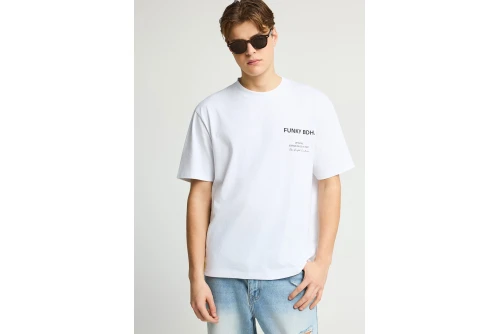 Funky Buddha Print T-Shirt Ανδρικό (FBM013-015-04-OPTICAL-WHITE)