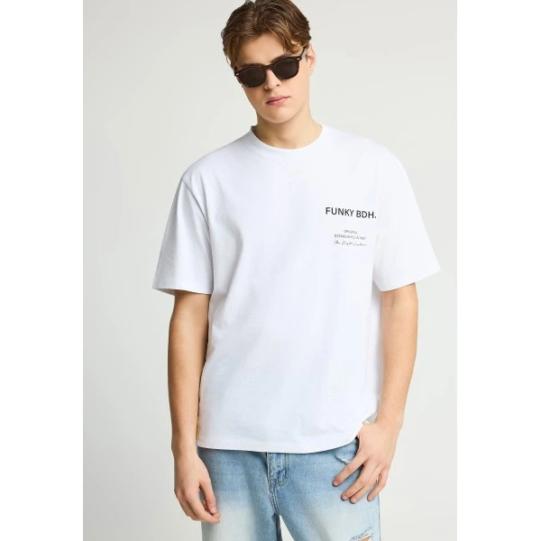 Funky Buddha Print T-Shirt Ανδρικό (FBM013-015-04-OPTICAL-WHITE)
