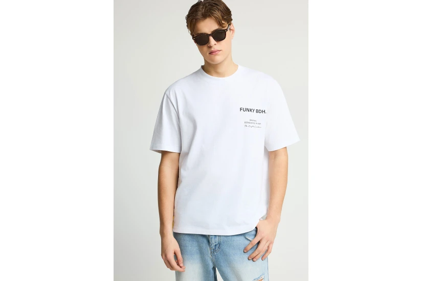 Funky Buddha Ανδρικό Κοντομάνικο T-Shirt Λευκό