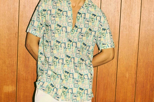 Funky Buddha Πουκάμισο Κοντομάνικο Ανδρικό (FBM013-015-05-RETRO-BLUE)