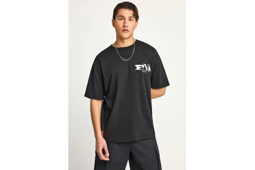 Funky Buddha Print On The Back T-Shirt Ανδρικό (FBM013-018-04-BLACK)