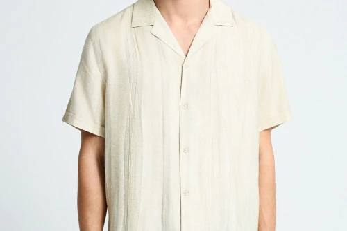 Funky Buddha Relaxed Πουκάμισο Κοντομάνικο Ανδρικό (FBM013-018-05-CLOUD-CREAM)